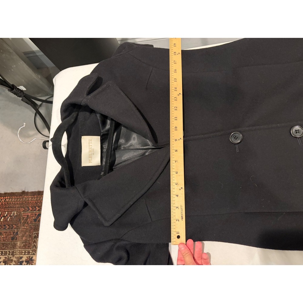 Fleurette Loro Piana Wool Coat Black Notched Lapel 3 Button Mid Length Womens - Picture 8 of 9